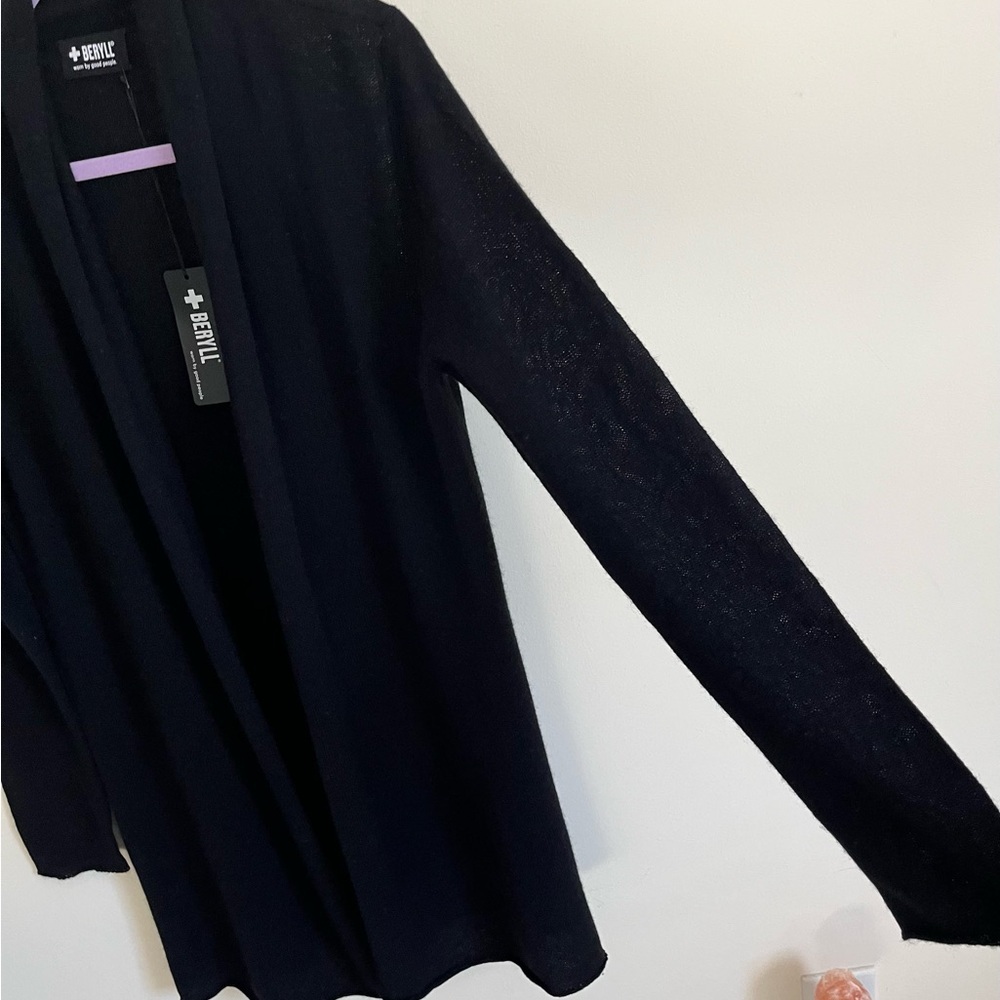 Beryll Black Cashmere Open Front Cardigan Quiet Luxory Minimalist OS NWT - Picture 4 of 16